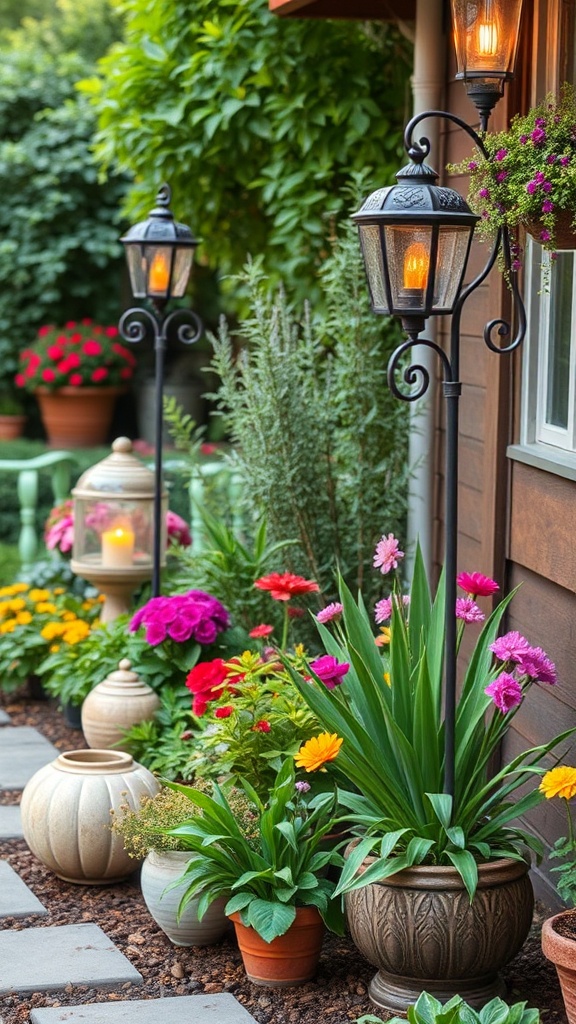 2. How to Create a Charming Pathway with Lanterns and Vibrant Blooms